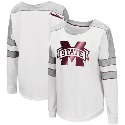 Women's Colosseum White Mississippi State Bulldogs Trey Dolman Long Sleeve T-Shirt