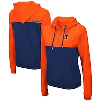 Women's Colosseum Orange/Navy Illinois Fighting Illini Aidan Lightweight Half-Zip Hoodie