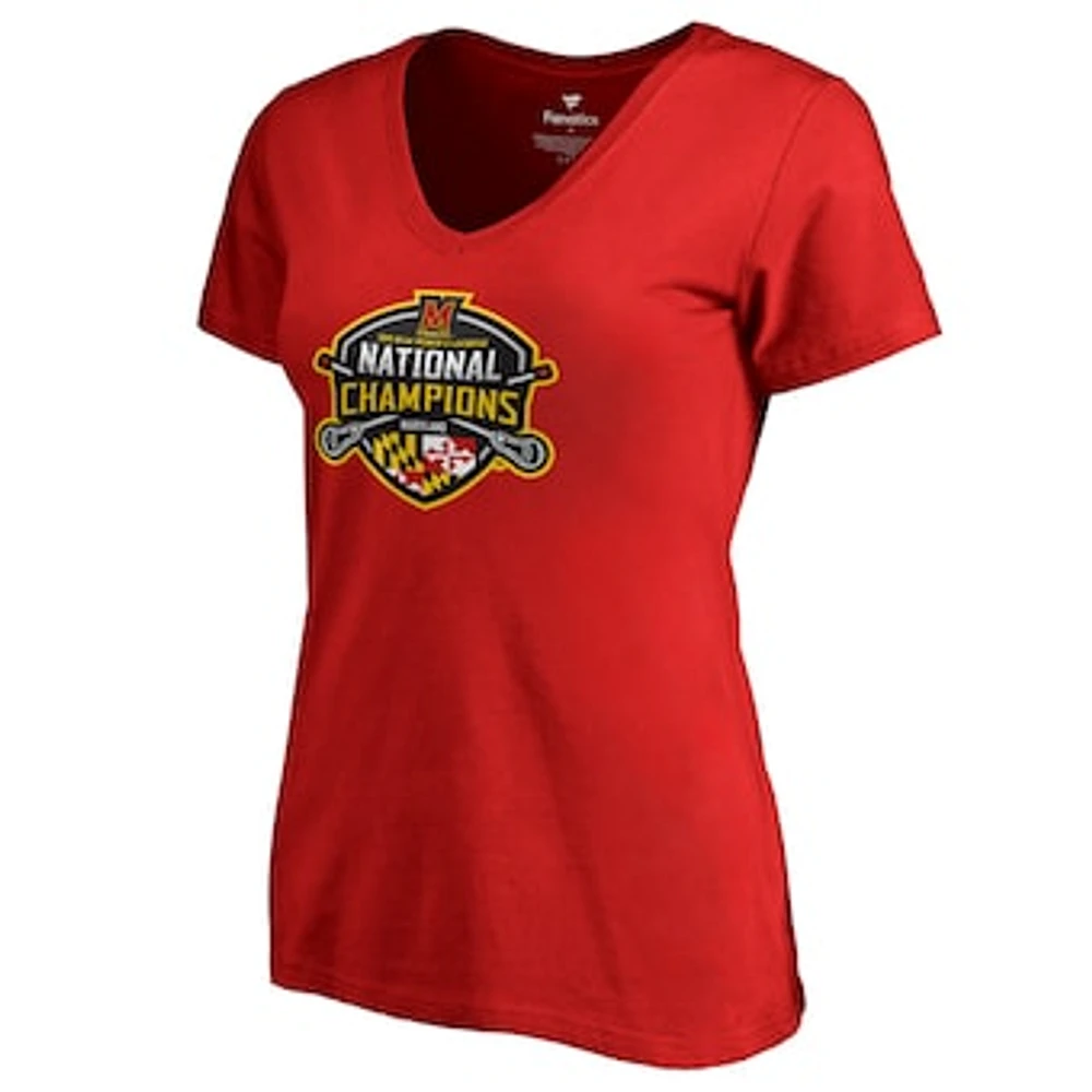 Women's Fanatics Red Maryland Terrapins 2019 NCAA Women's Lacrosse National Champions V-Neck T-Shirt