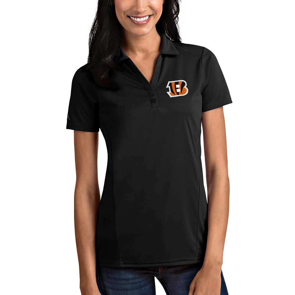 Women's Antigua Black Cincinnati Bengals Tribute Polo