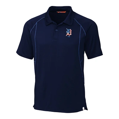 Men's Cutter & Buck Navy Detroit Tigers Stars Stripes Grip Polo