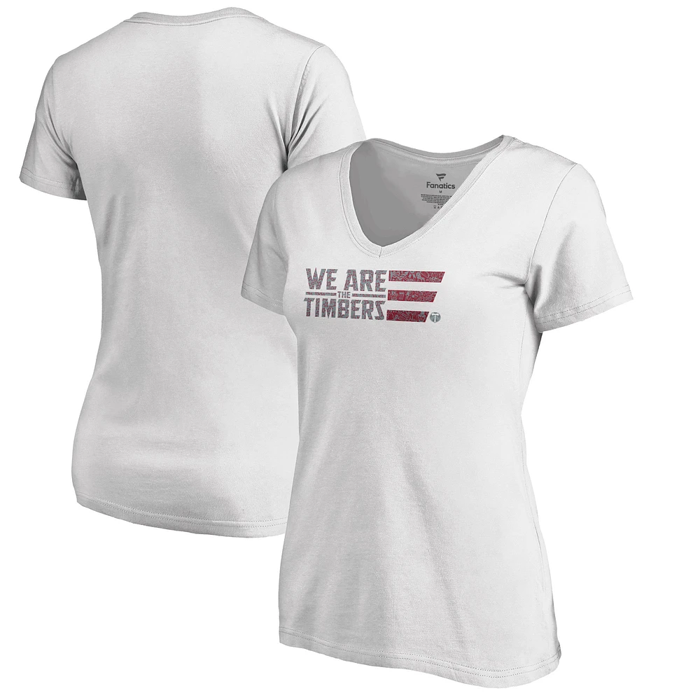 Women's White Portland Timbers Americana Patriotic Club V-Neck T-Shirt