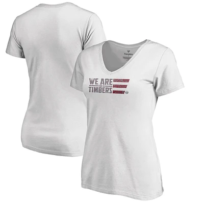 Women's White Portland Timbers Americana Patriotic Club V-Neck T-Shirt