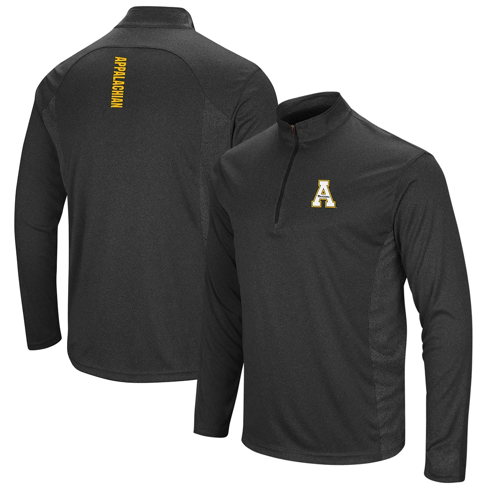 Men's Colosseum Heathered Black Appalachian State Mountaineers Audible Lightweight Windshirt Quarter-Zip Pullover