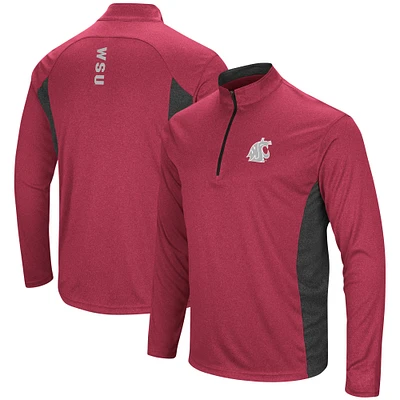 Men's Colosseum Heathered Crimson Washington State Cougars Audible Lightweight Windshirt Quarter-Zip Pullover