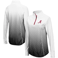 Women's Colosseum White/Black Alabama Crimson Tide Magic Ombre Lightweight Fitted Quarter-Zip Long Sleeve Top