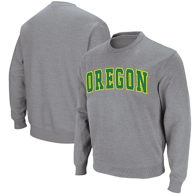 Men's Colosseum Heathered Gray Oregon Ducks Arch & Logo Sweatshirt