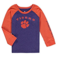 Toddler Colosseum Heathered Purple Clemson Tigers Long Sleeve Raglan T-Shirt