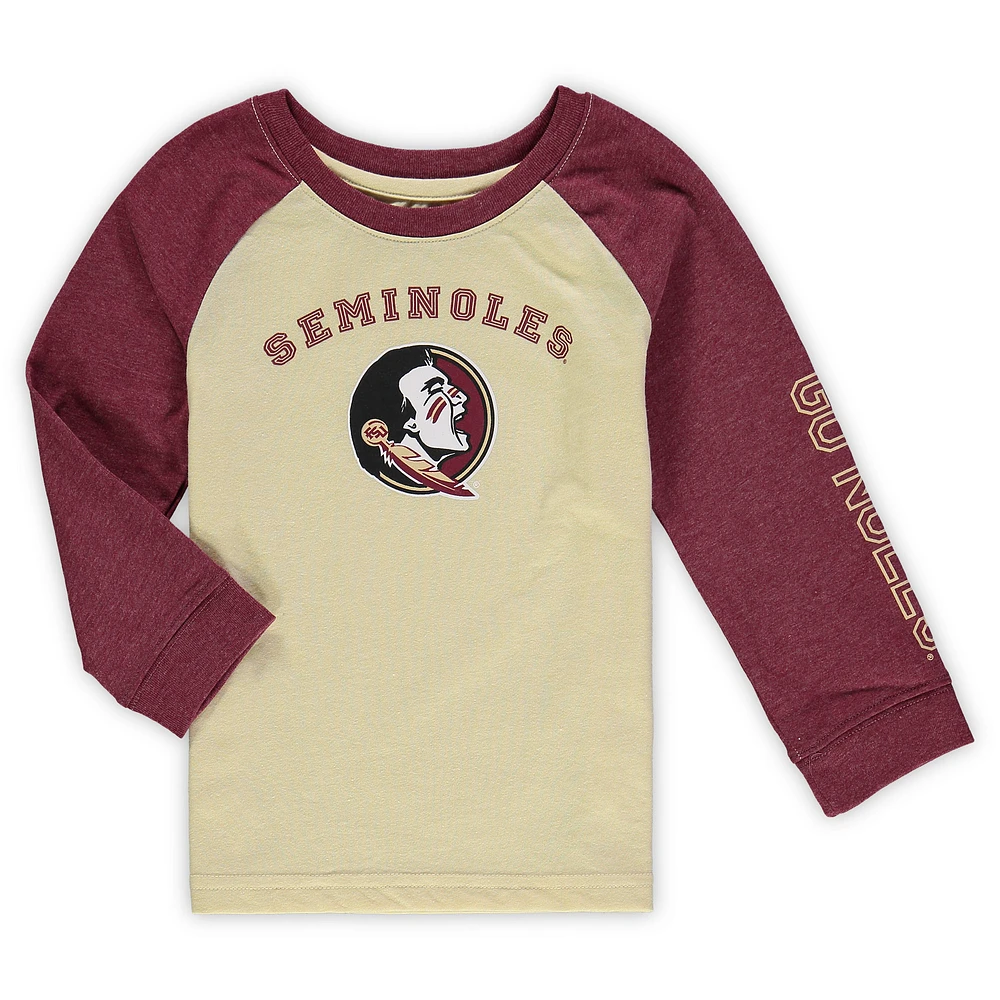 Toddler Colosseum Heathered Gold Florida State Seminoles Long Sleeve Raglan T-Shirt