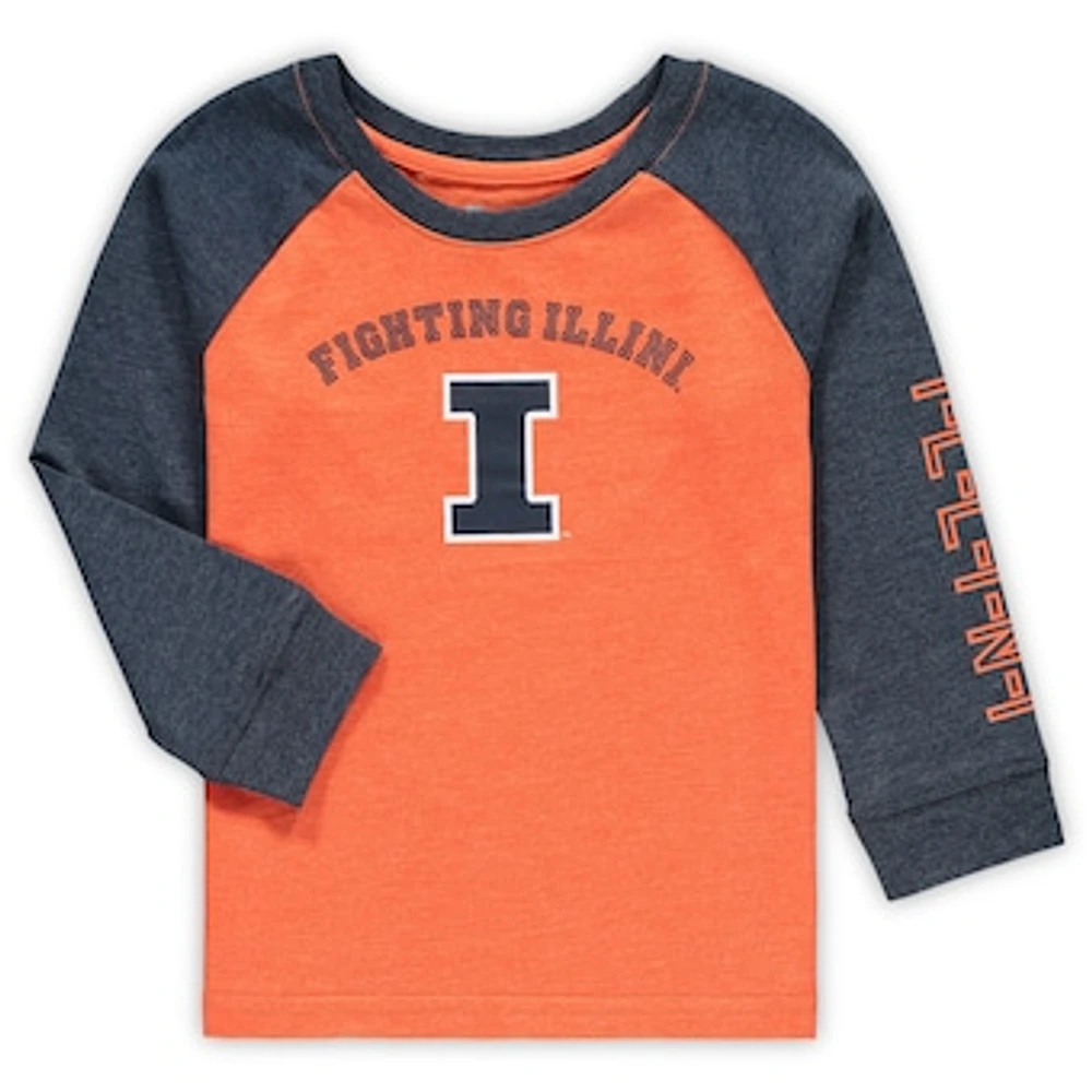 Toddler Colosseum Heathered Orange Illinois Fighting Illini Long Sleeve Raglan T-Shirt