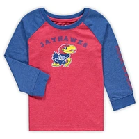 Toddler Colosseum Heathered Red Kansas Jayhawks Long Sleeve Raglan T-Shirt