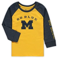 Toddler Colosseum Heathered Maize Michigan Wolverines Long Sleeve Raglan T-Shirt