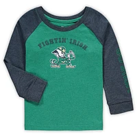 Toddler Colosseum Heathered Green Notre Dame Fighting Irish Long Sleeve Raglan T-Shirt