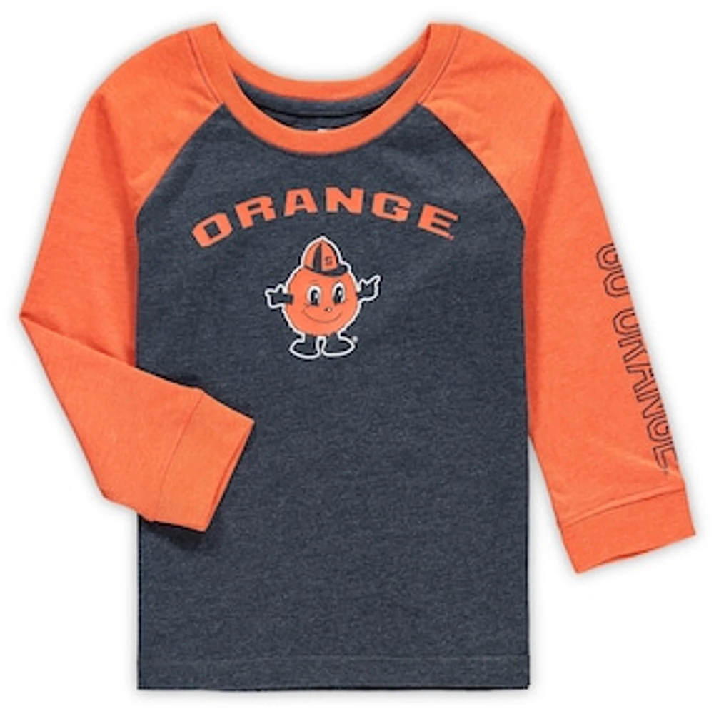 Toddler Colosseum Heathered Navy Syracuse Orange Long Sleeve Raglan T-Shirt