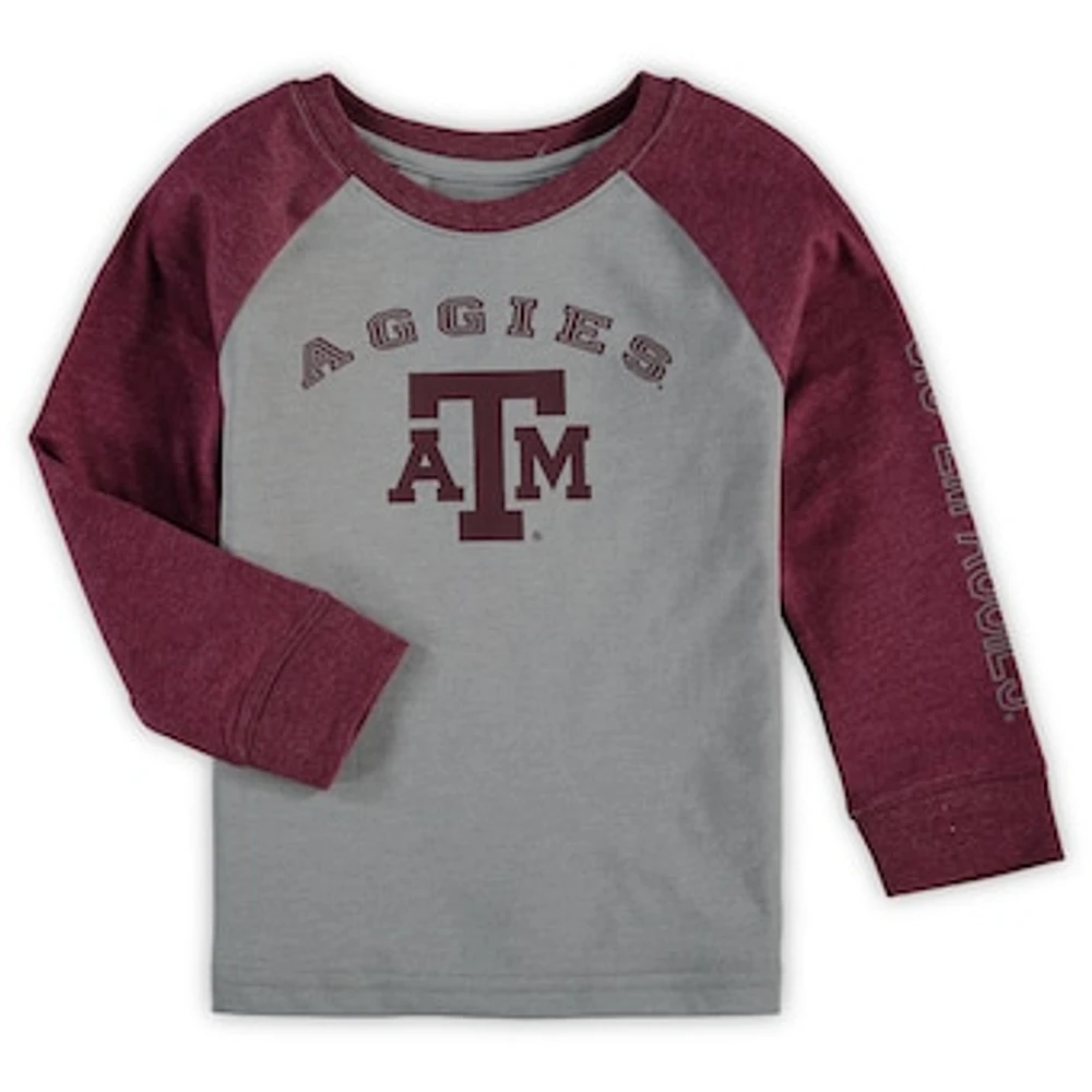 Toddler Colosseum Heathered Gray Texas A&M Aggies Long Sleeve Raglan T-Shirt