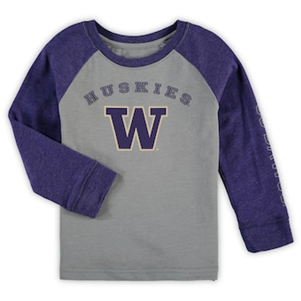 Toddler Colosseum Heathered Gray Washington Huskies Long Sleeve Raglan T-Shirt