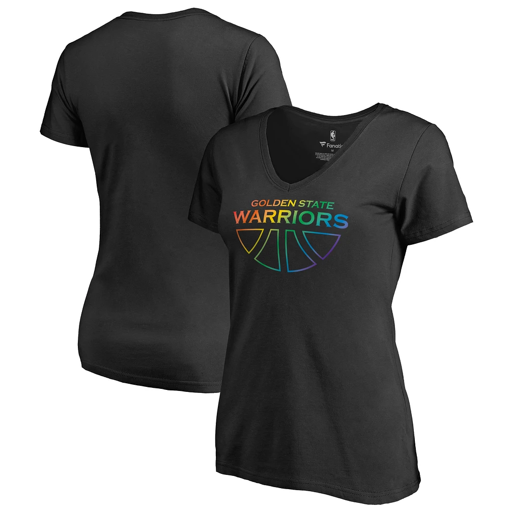 Women's Black Golden State Warriors Team Pride Wordmark V-Neck T-Shirt