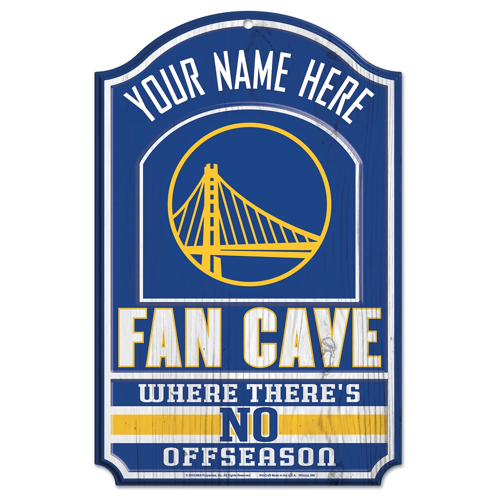 WinCraft Golden State Warriors Personalized 11'' x 17'' Fan Cave Wood Sign