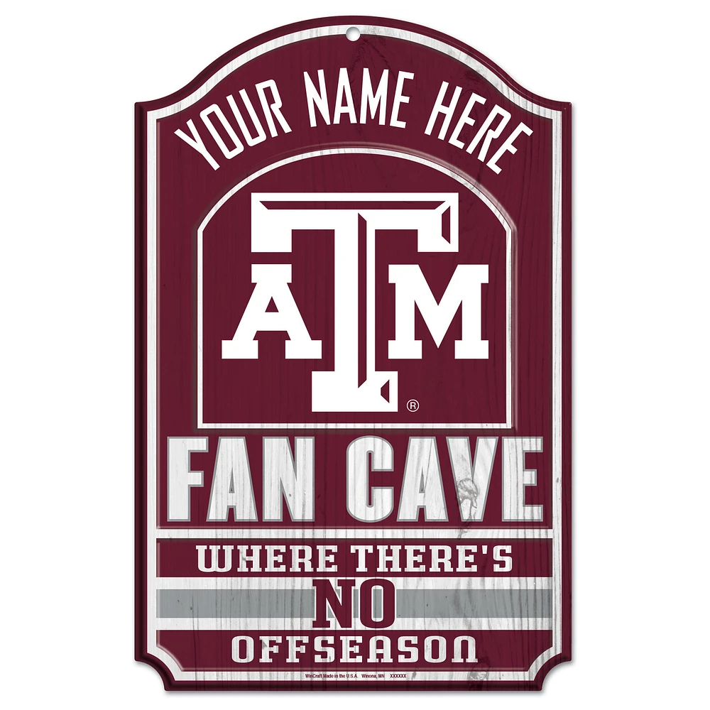 WinCraft Texas A&M Aggies Personalized 11'' x 17'' Fan Cave Wood Sign