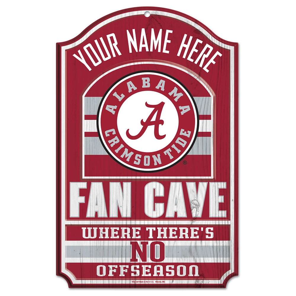 WinCraft Alabama Crimson Tide Personalized 11'' x 17'' Fan Cave Wood Sign