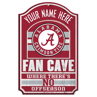 WinCraft Alabama Crimson Tide Personalized 11'' x 17'' Fan Cave Wood Sign