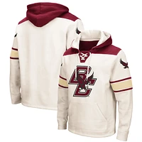 Men's Colosseum Cream Boston College Eagles 2.0 Lace-Up Pullover Hoodie