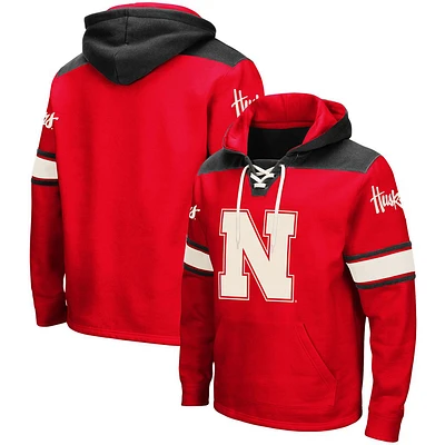 Men's Colosseum Scarlet Nebraska Huskers 2.0 Lace-Up Pullover Hoodie