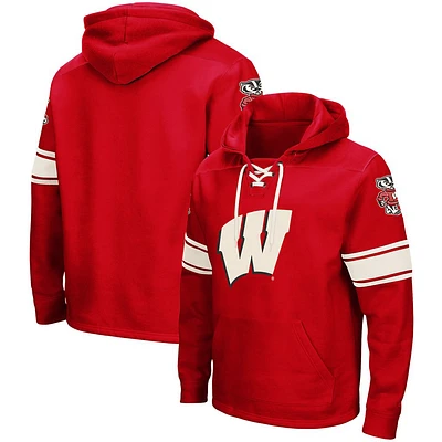 Men's Colosseum Wisconsin Badgers 2.0 Lace-Up Pullover Hoodie