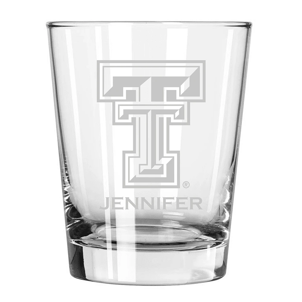 Texas Tech Red Raiders 15oz. Personalized Double Old Fashion Etched Glass