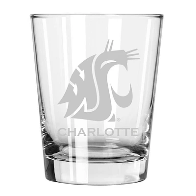 Washington State Cougars 15oz. Personalized Double Old Fashion Etched Glass