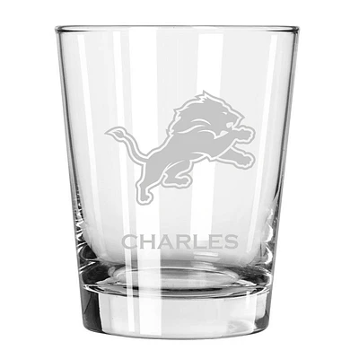 Detroit Lions 15oz. Personalized Double Old Fashion Etched Glass