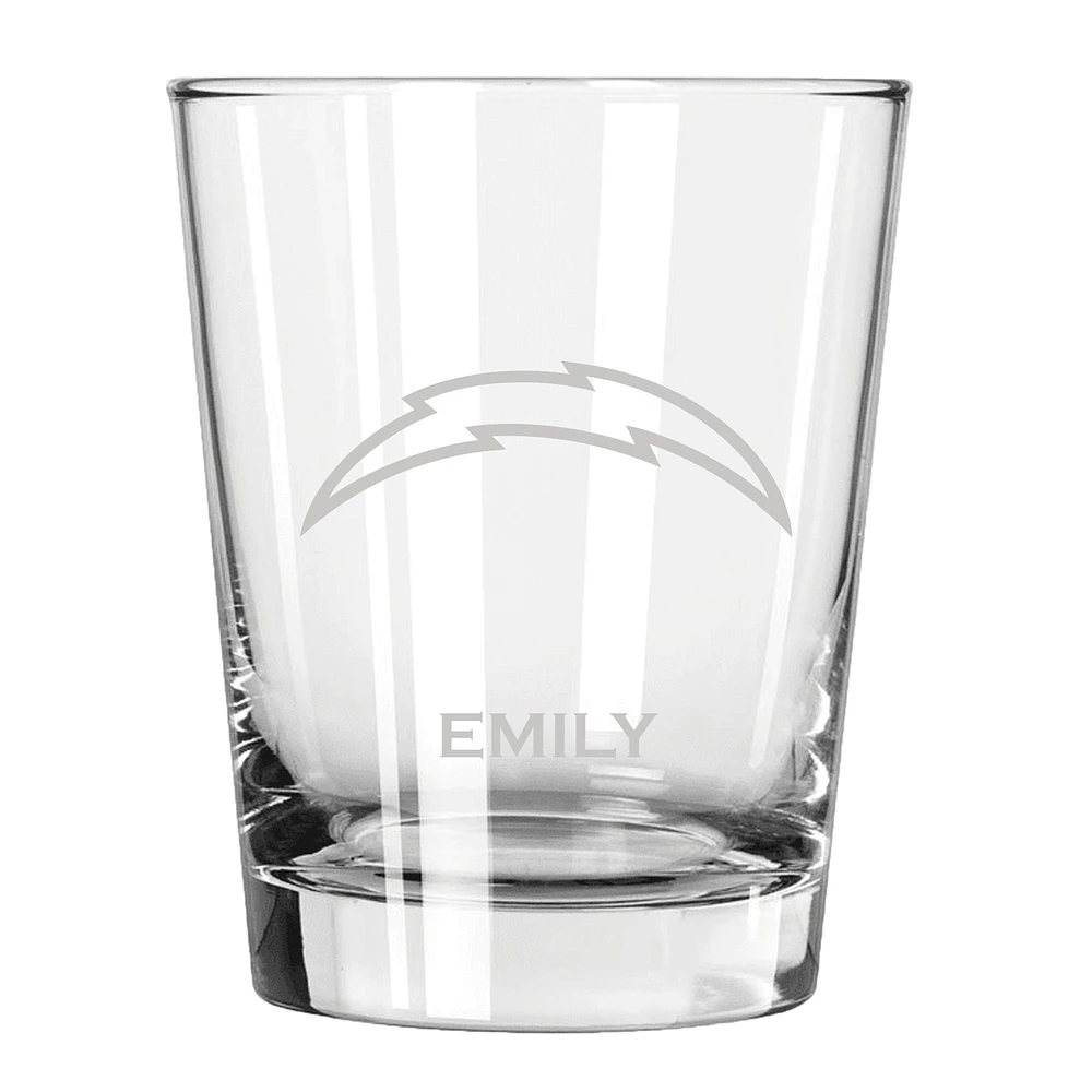 Los Angeles Chargers 15oz. Personalized Double Old Fashion Etched Glass