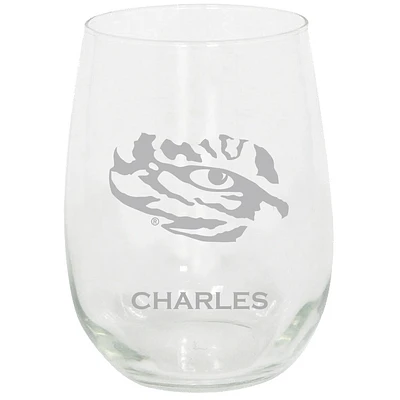LSU Tigers 15oz. Personalized Stemless Etched Glass Tumbler