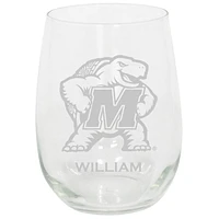 Maryland Terrapins 15oz. Personalized Stemless Etched Glass Tumbler