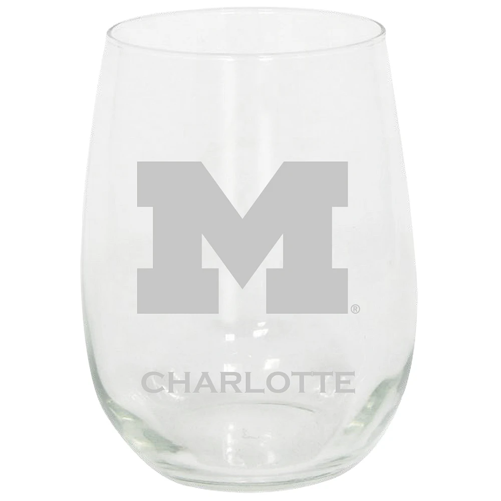 Michigan Wolverines 15oz. Personalized Stemless Etched Glass Tumbler