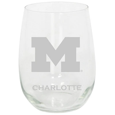 Michigan Wolverines 15oz. Personalized Stemless Etched Glass Tumbler