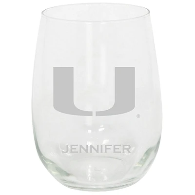 Miami Hurricanes 15oz. Personalized Stemless Etched Glass Tumbler
