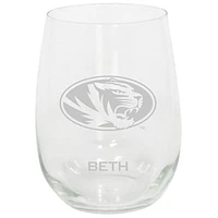 Missouri Tigers 15oz. Personalized Stemless Etched Glass Tumbler
