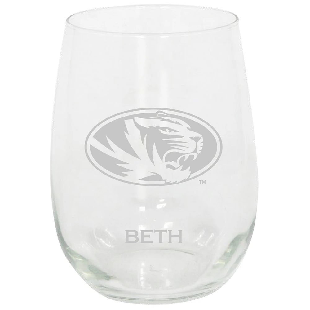 Missouri Tigers 15oz. Personalized Stemless Etched Glass Tumbler