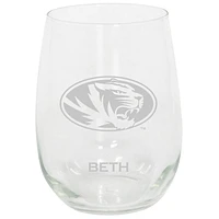 Missouri Tigers 15oz. Personalized Stemless Etched Glass Tumbler