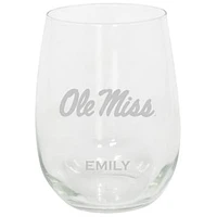 Ole Miss Rebels 15oz. Personalized Stemless Etched Glass Tumbler