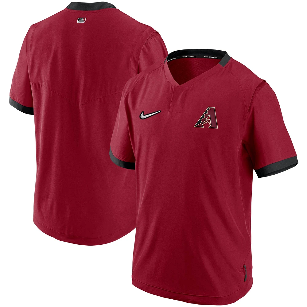 Men's Nike Red/Black Arizona Diamondbacks Authentic Collection Short Sleeve Hot Pullover Jacket