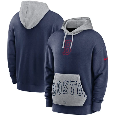 Men's Nike Navy/Gray Boston Red Sox Heritage Tri-Blend Pullover Hoodie