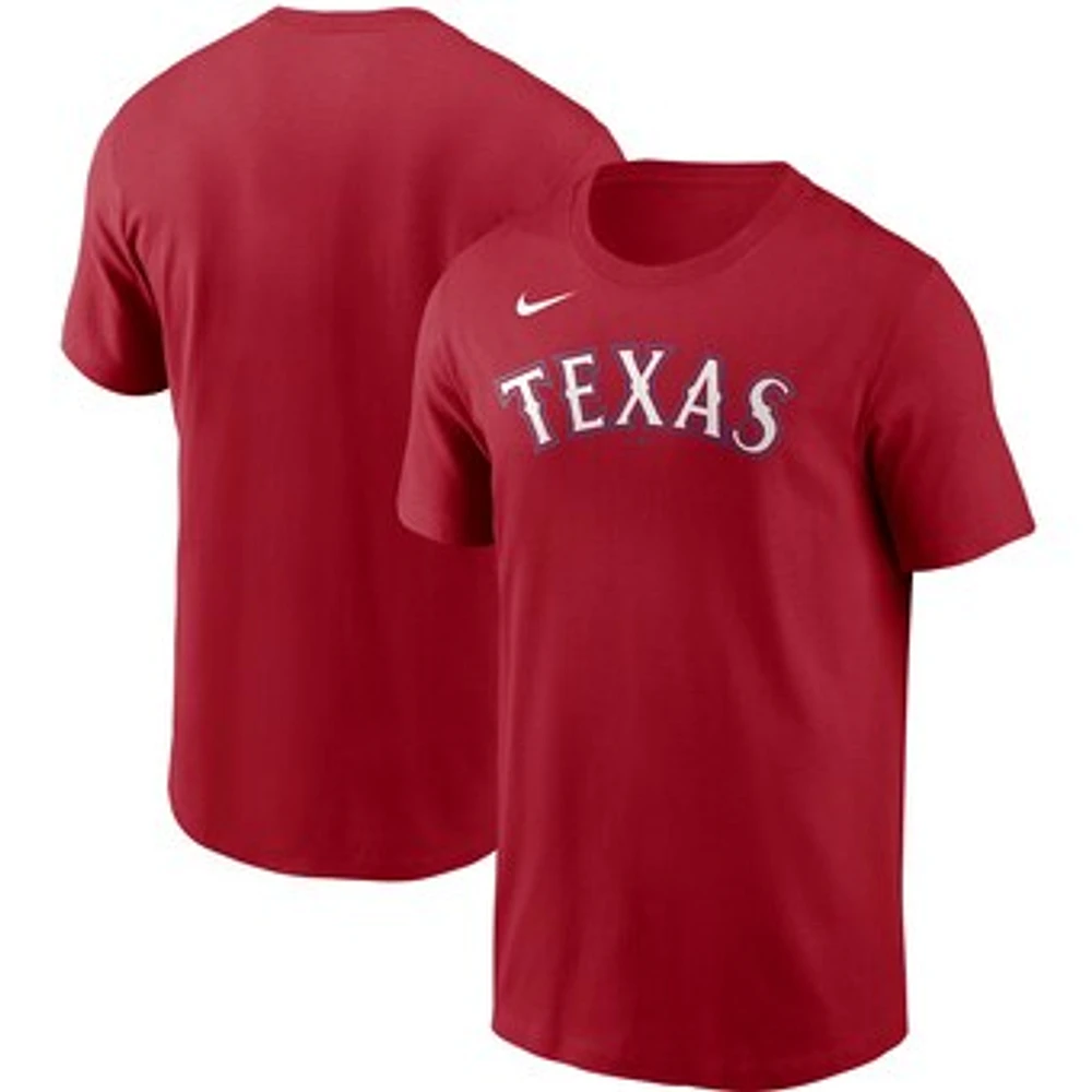 Men's Nike Red Texas Rangers Team Wordmark T-Shirt