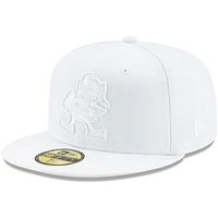 Men's New Era Cleveland Browns Throwback Logo White on White 59FIFTY Fitted Hat