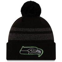 Men's New Era Black Seattle Seahawks Dispatch Cuffed Knit Hat With Pom