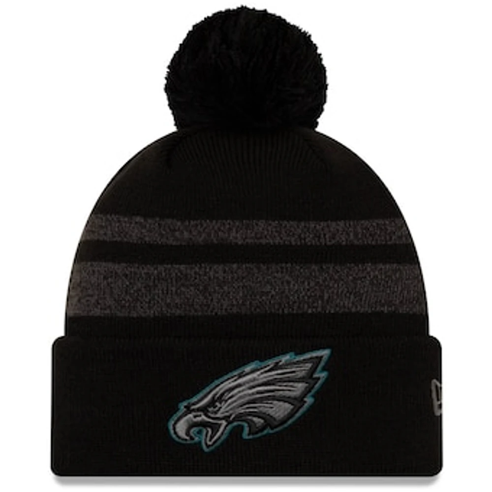 Men's New Era Black Philadelphia Eagles Dispatch Cuffed Knit Hat With Pom