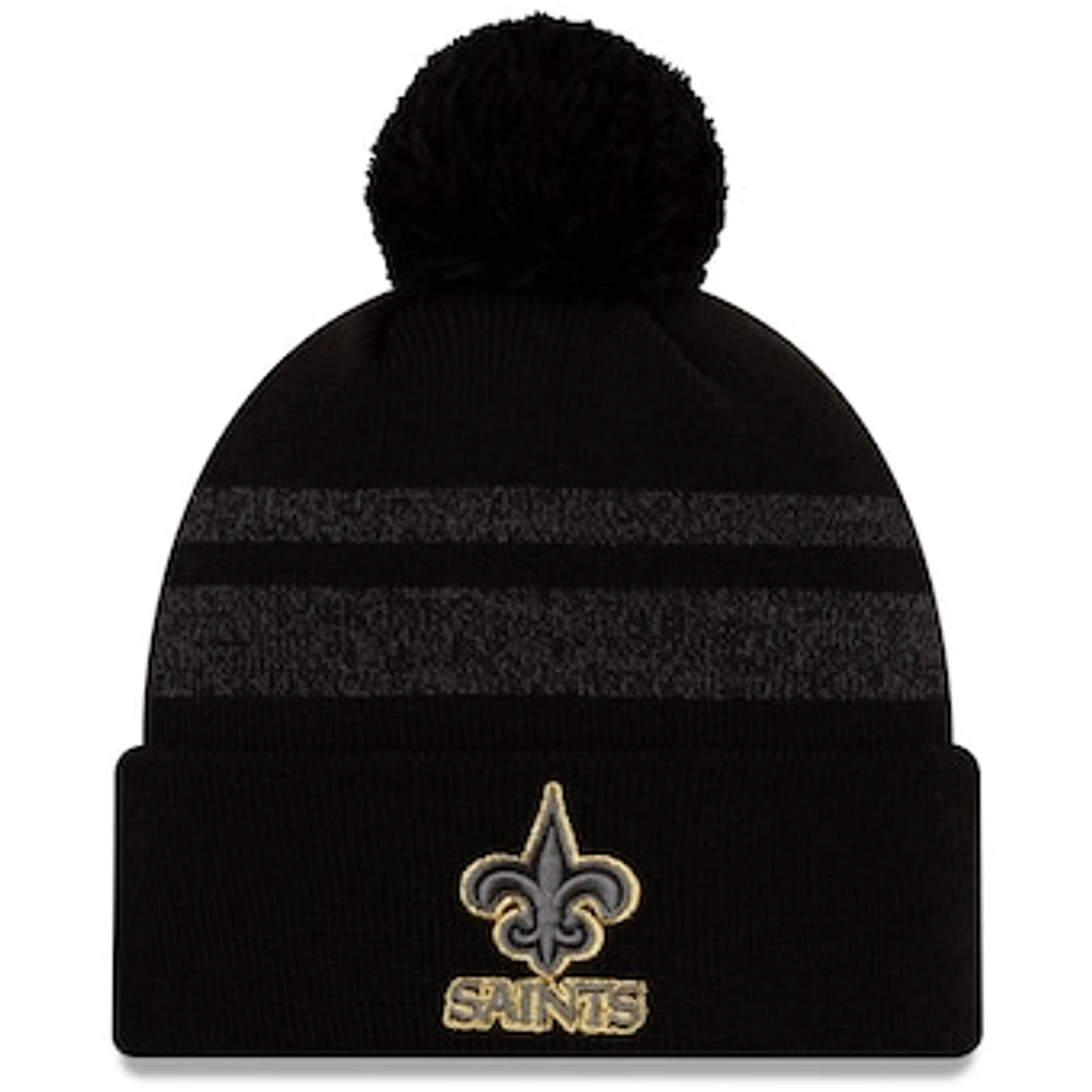 Men's New Era Black New Orleans Saints Dispatch Cuffed Knit Hat With Pom