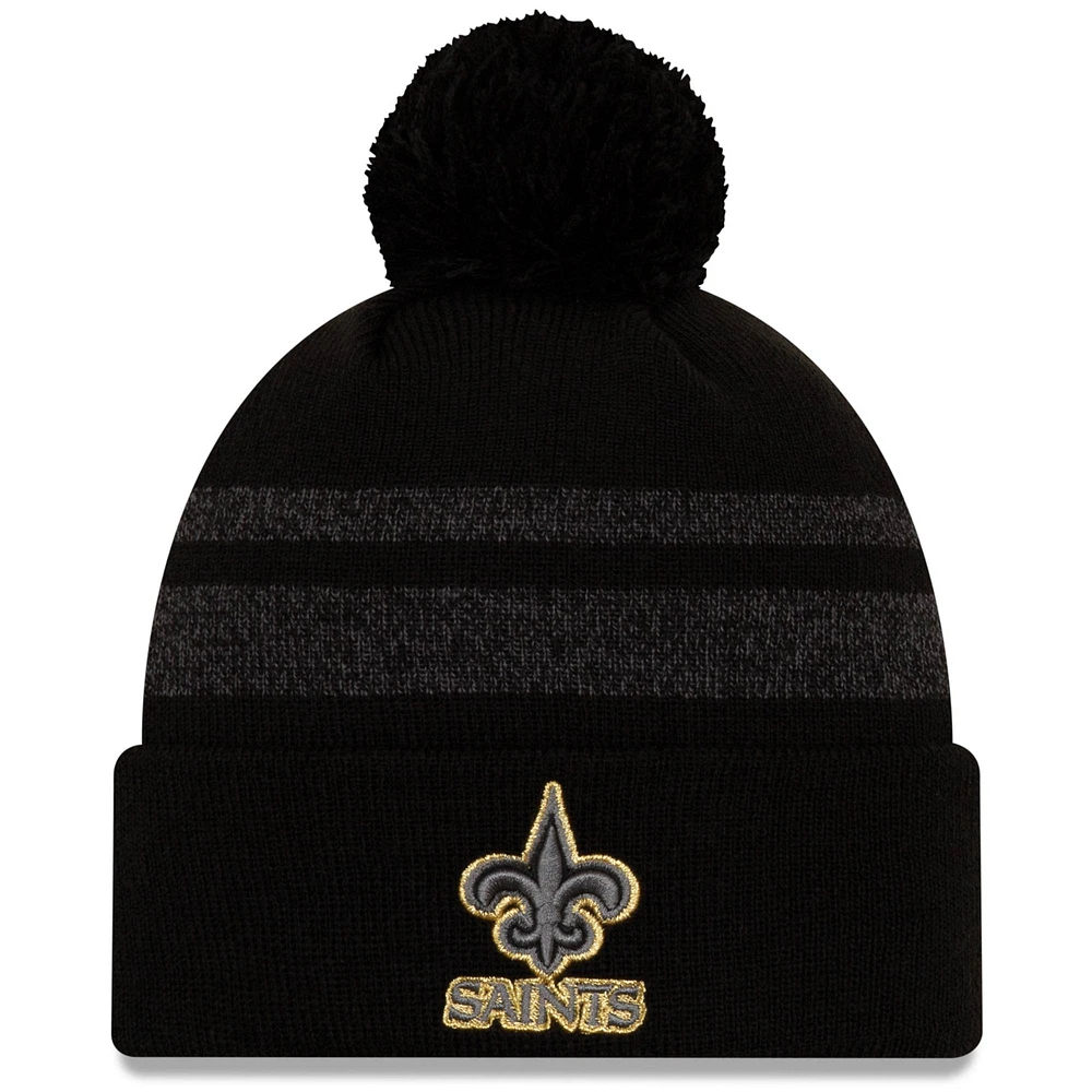 Men's New Era Black New Orleans Saints Dispatch Cuffed Knit Hat With Pom