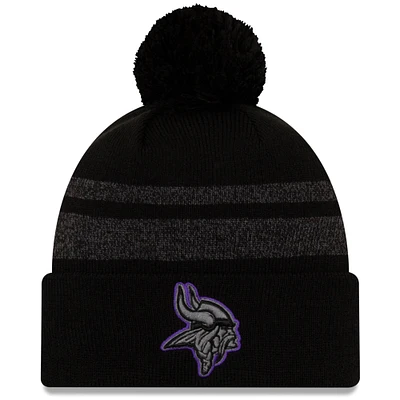 Men's New Era Black Minnesota Vikings Dispatch Cuffed Knit Hat With Pom